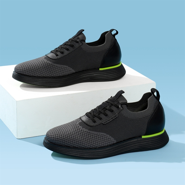 [MaxFlex SuiteBreeze+] Men's Breathable Oxford Knit Sneakers - BLACK-NEON GREEN - 8